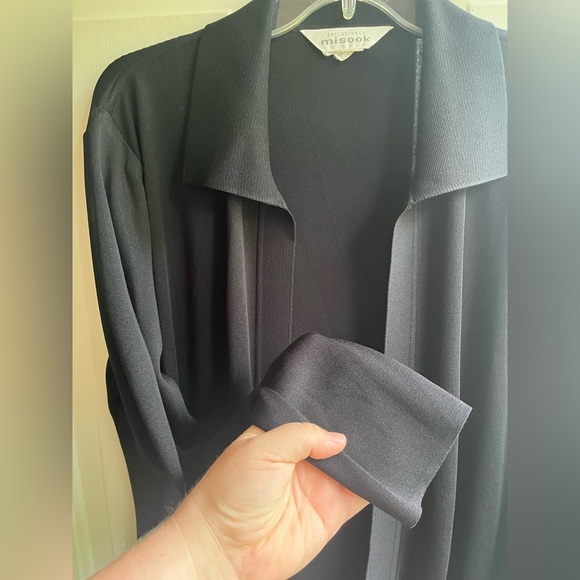 Misook NWOT Cardigan Sweater Womens Top Black Open Longline Capsule Normcore Lrg - Picture 4 of 6